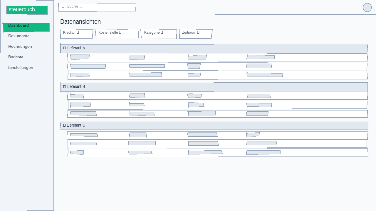 Screenshot der flexiblen Datenansichten