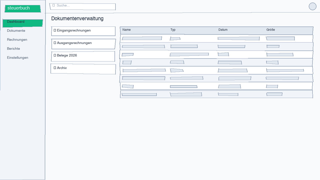 Screenshot der Dokumentenverwaltung